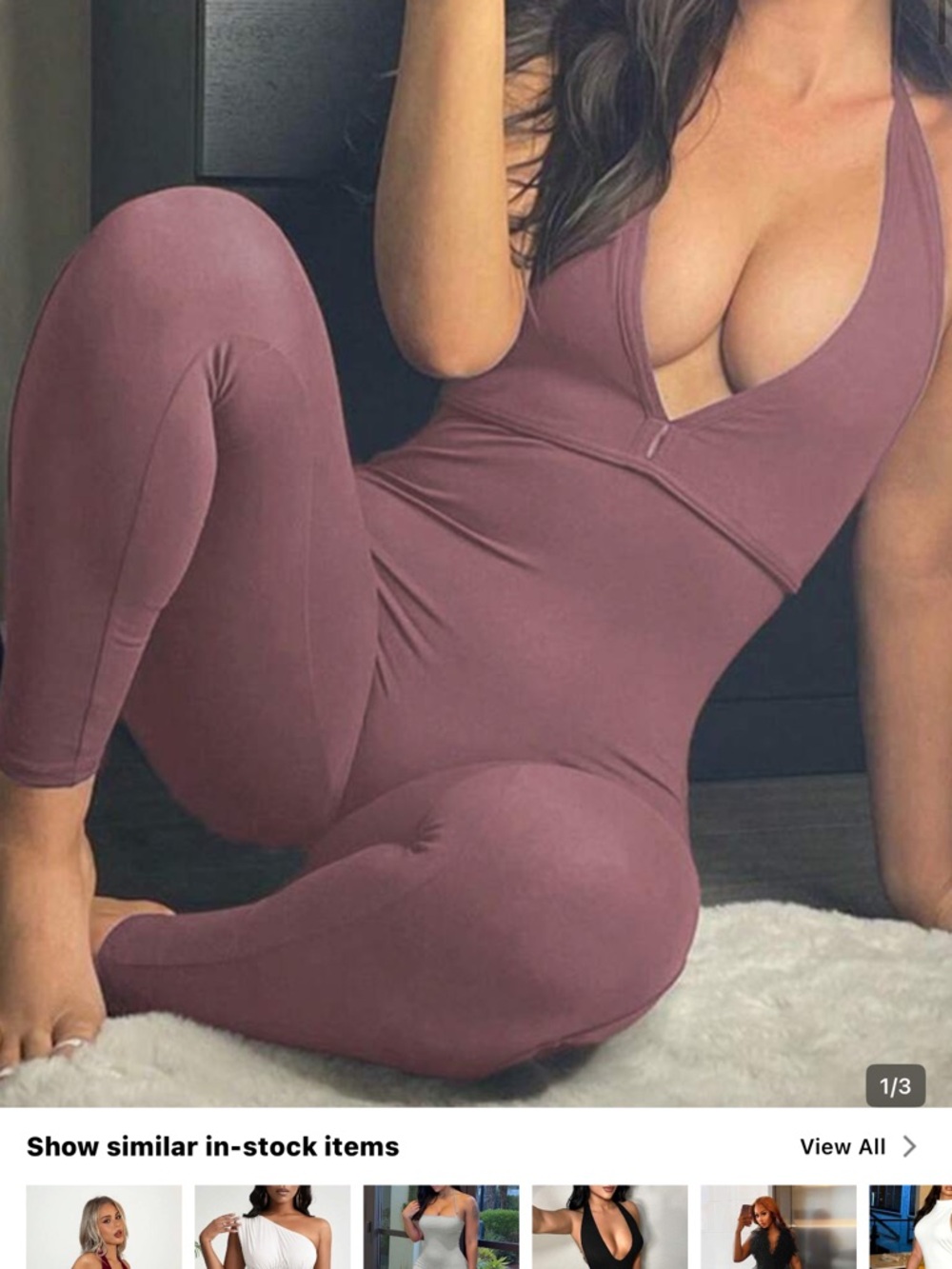 Plunge Neck Mauve One-Piece Jumpsuit